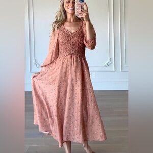 JessaKae Lovespell Floral Midi Sleeve Dress